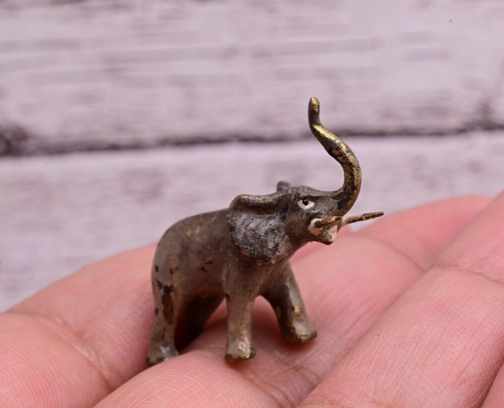 Awesome Antique Austrian Vienna Cold Painted Bronze Figure of Tiny Elephant1