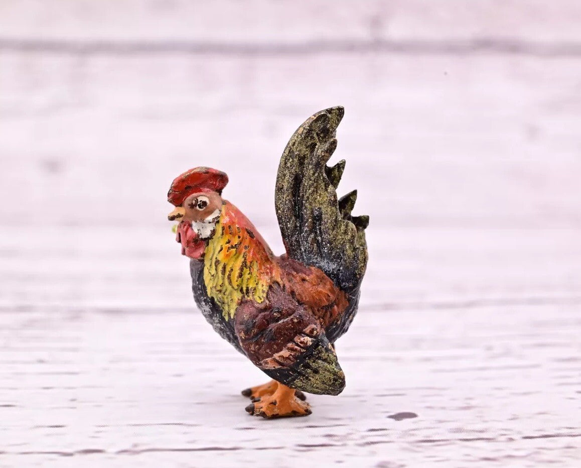 Super Nice Antique Austrian Vienna Cold Painted Bronze Figure of Rooster0