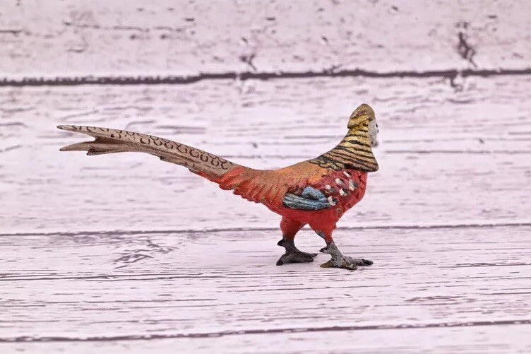 Antique Austrian Vienna Cold Painted Bronze Figure of Miniature Golden Pheasant4
