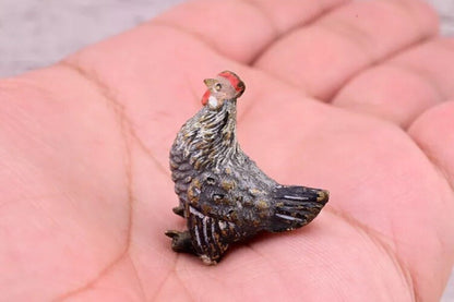 Super Nice Antique Austrian Vienna Cold Painted Bronze Figure of Gray Hen5