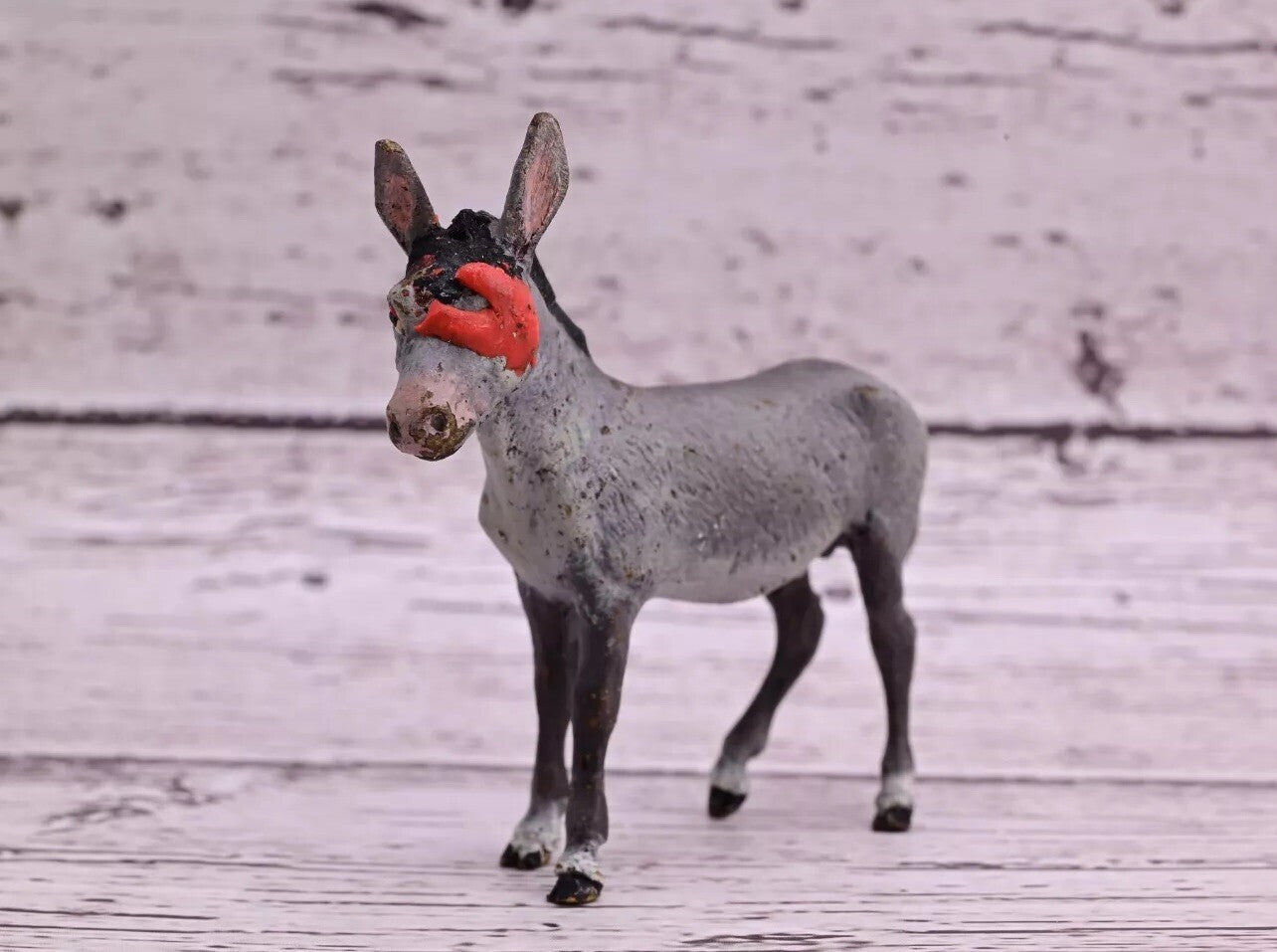 Antique Austrian Vienna Cold Painted Bronze Figure of Donkey with Red Eyepatch2
