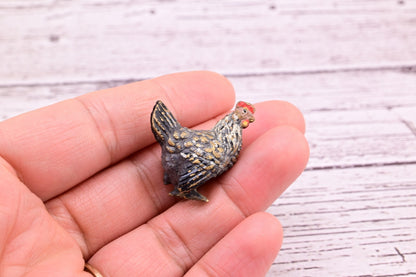 Early Antique Austrian Vienna Cold Painted Bronze Figure of Miniature Gray Hen4