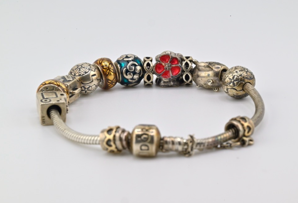 Original Vintage PANDORA Sterling Silver Charm Bracelet3