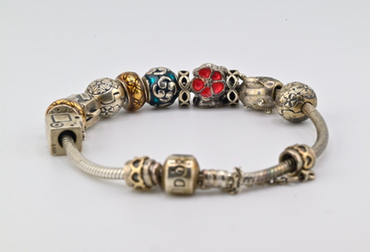 Original Vintage PANDORA Sterling Silver Charm Bracelet3