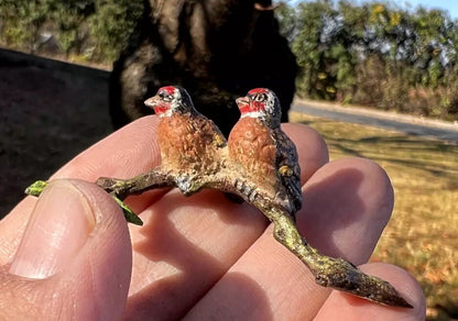 Small Antique Austrian Vienna Cold Painted Bronze Figure of Love Birds2