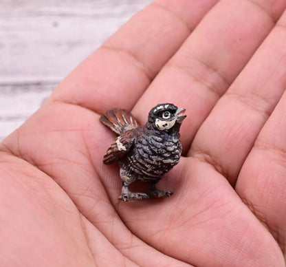 Lovely Antique Austrian Vienna Cold Painted Bronze Figure of Sparrow Bird7