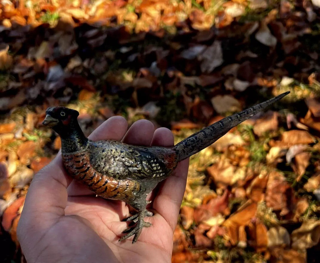 Gorgeous Large Antique Austrian Vienna Cold Painted Bronze Figure of Pheasant0