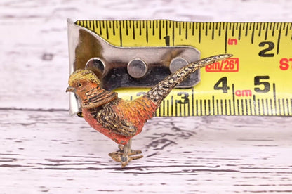 Gorgeous Antique Austrian Vienna Cold Painted Bronze Figure of Little Pheasant12