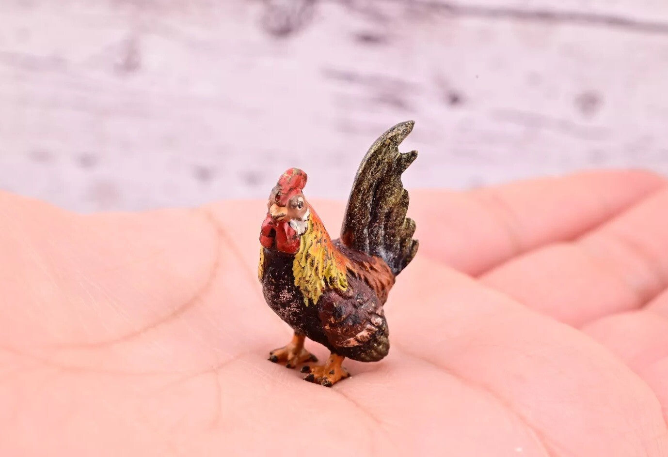 Super Nice Antique Austrian Vienna Cold Painted Bronze Figure of Rooster9