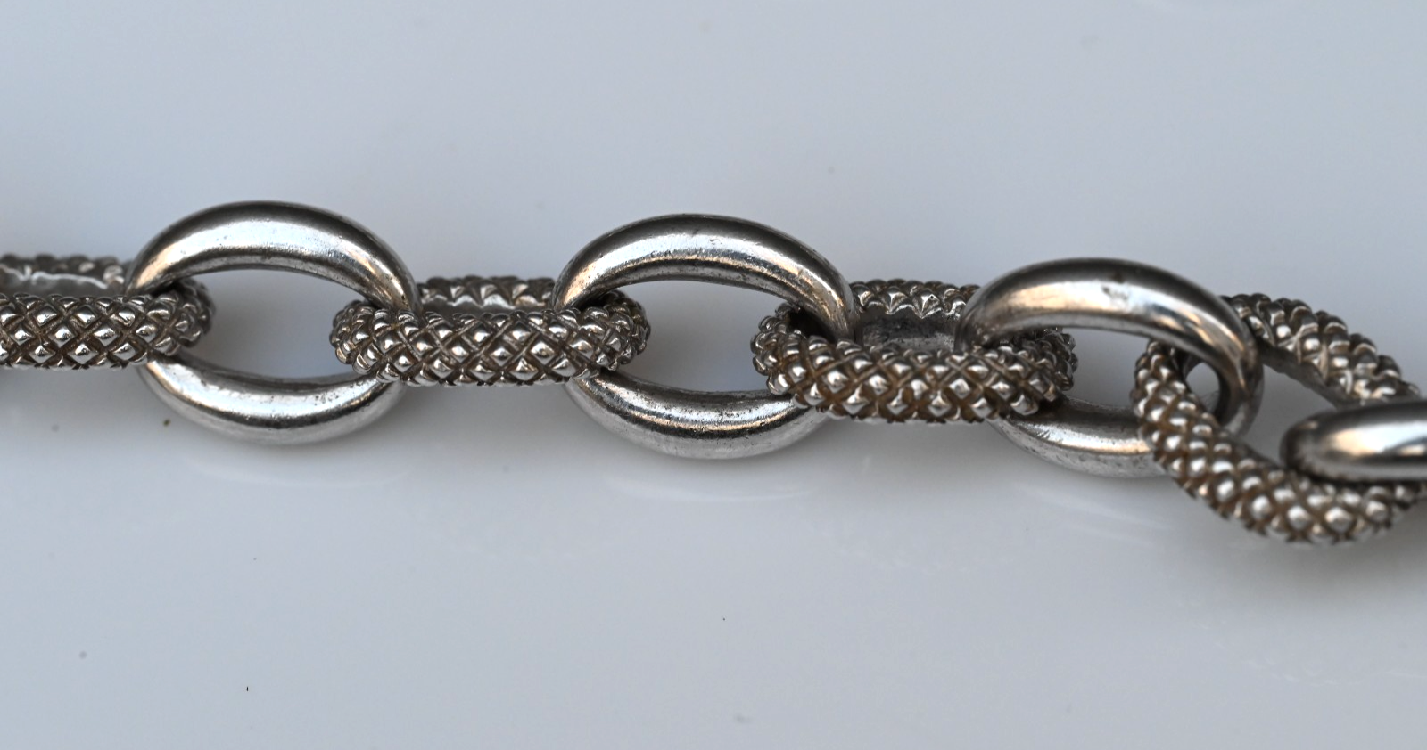 Vintage Judith Ripka Two-Tone Sterling & 18K Gold Diamond Textured Link Necklace2