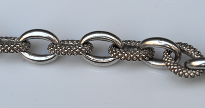 Vintage Judith Ripka Two-Tone Sterling & 18K Gold Diamond Textured Link Necklace2