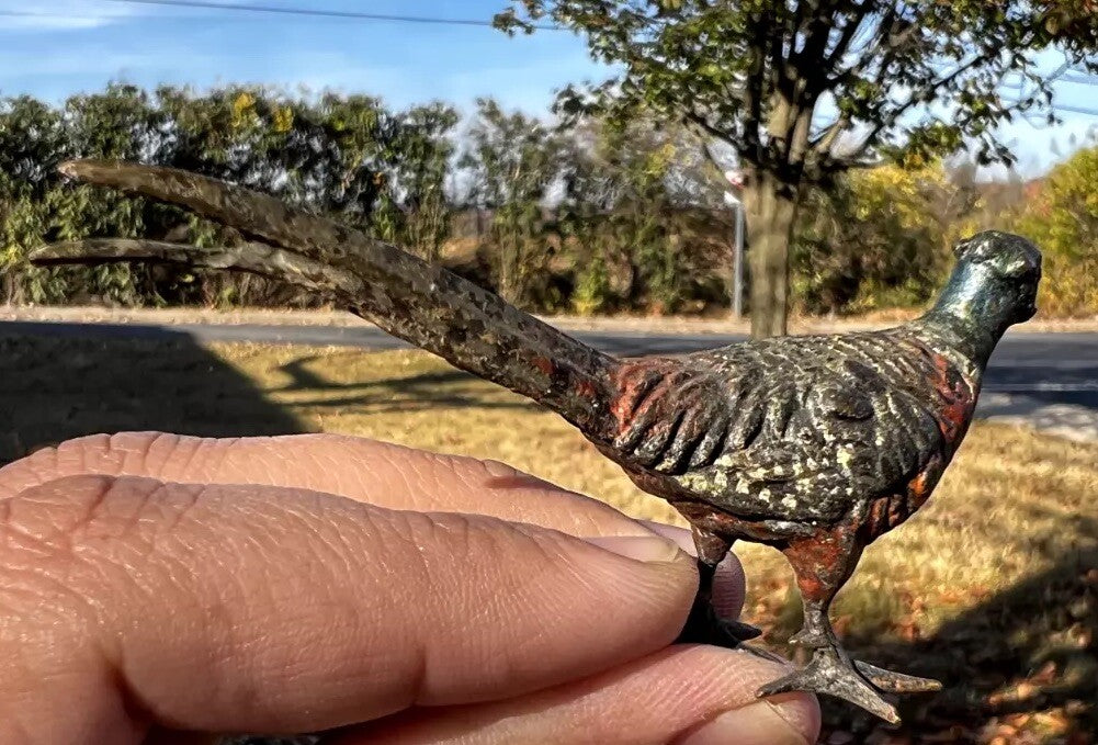 Antique Austrian Vienna Cold Painted Bronze Figure of Ring Neck Pheasant6