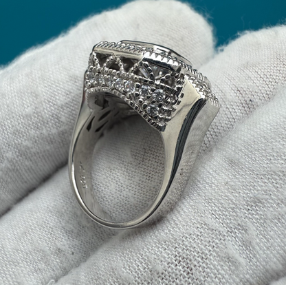 Amazing Designer Signed Art Deco CZ 925 Sterling Silver Ring6