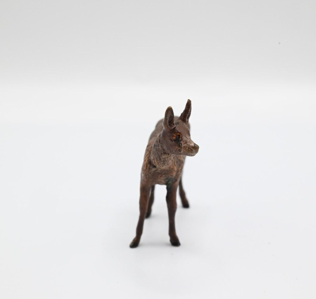 Older Antique Austrian Vienna Cold Painted Bronze Figure of Deer Fawn1