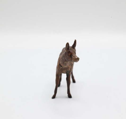 Older Antique Austrian Vienna Cold Painted Bronze Figure of Deer Fawn1