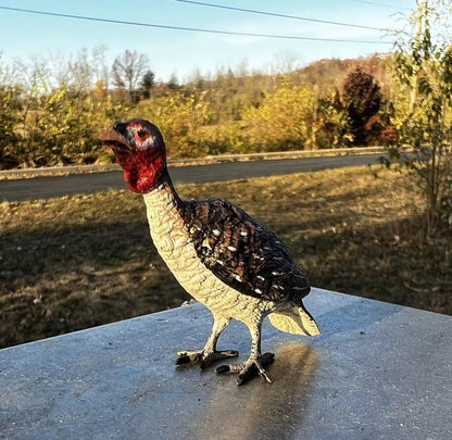 Great Detailed Antique Austrian Vienna Cold Painted Bronze Figure of Turkey6