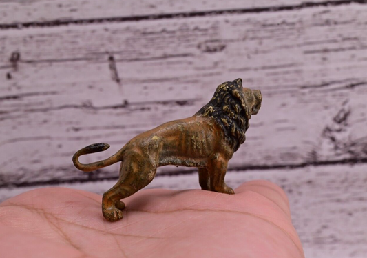 Original 1900s Detailed Antique Austrian Vienna Cold Painted Bronze of Lion1