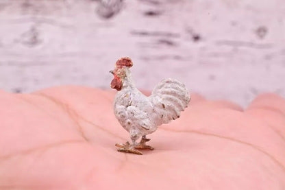 Stunning Antique Austrian Vienna Cold Painted Bronze of Little White Chicken5
