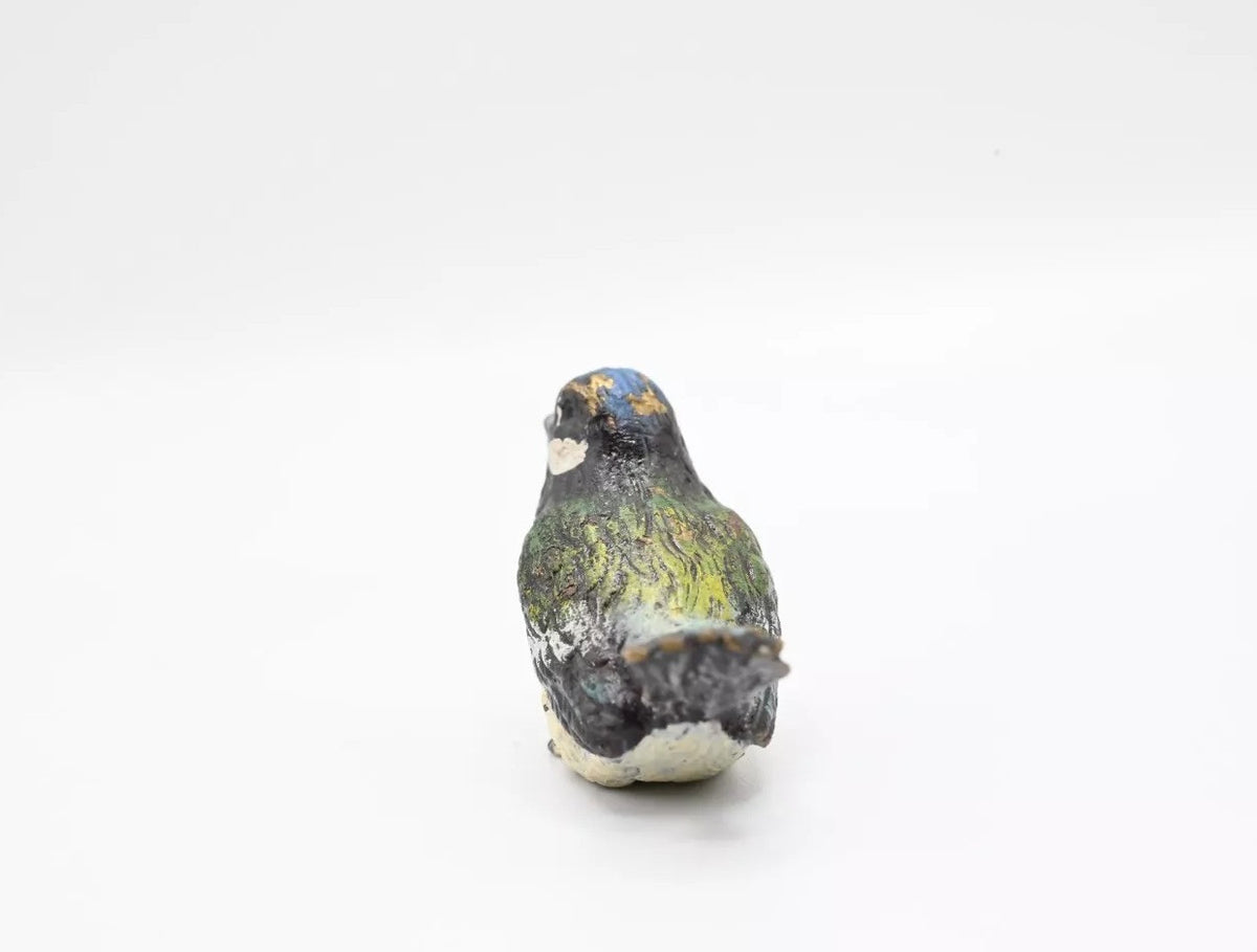 Small Antique Austrian Vienna Cold Painted Bronze of Great Tit Songbird3