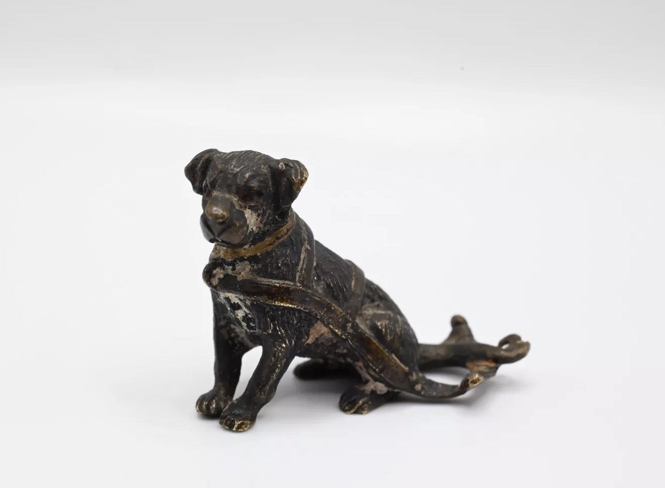Rare Antique Austrian Vienna Cold Painted Bronze Rottweiler Wt Dog Cart Harness0