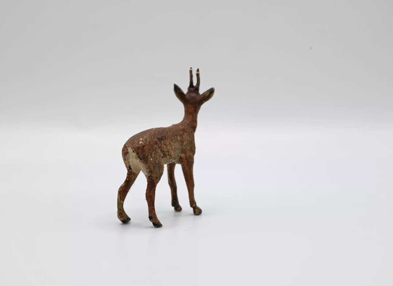 Realistic Antique Austrian Vienna Cold Painted Bronze Figure of Female Deer2