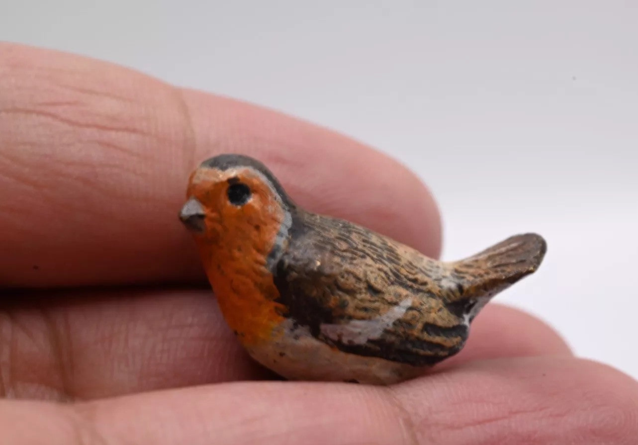 1900s Antique Austrian Vienna Cold Painted Bronze Figure of European Robin7