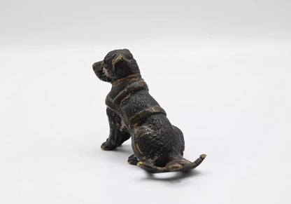 Rare Antique Austrian Vienna Cold Painted Bronze Rottweiler Wt Dog Cart Harness2
