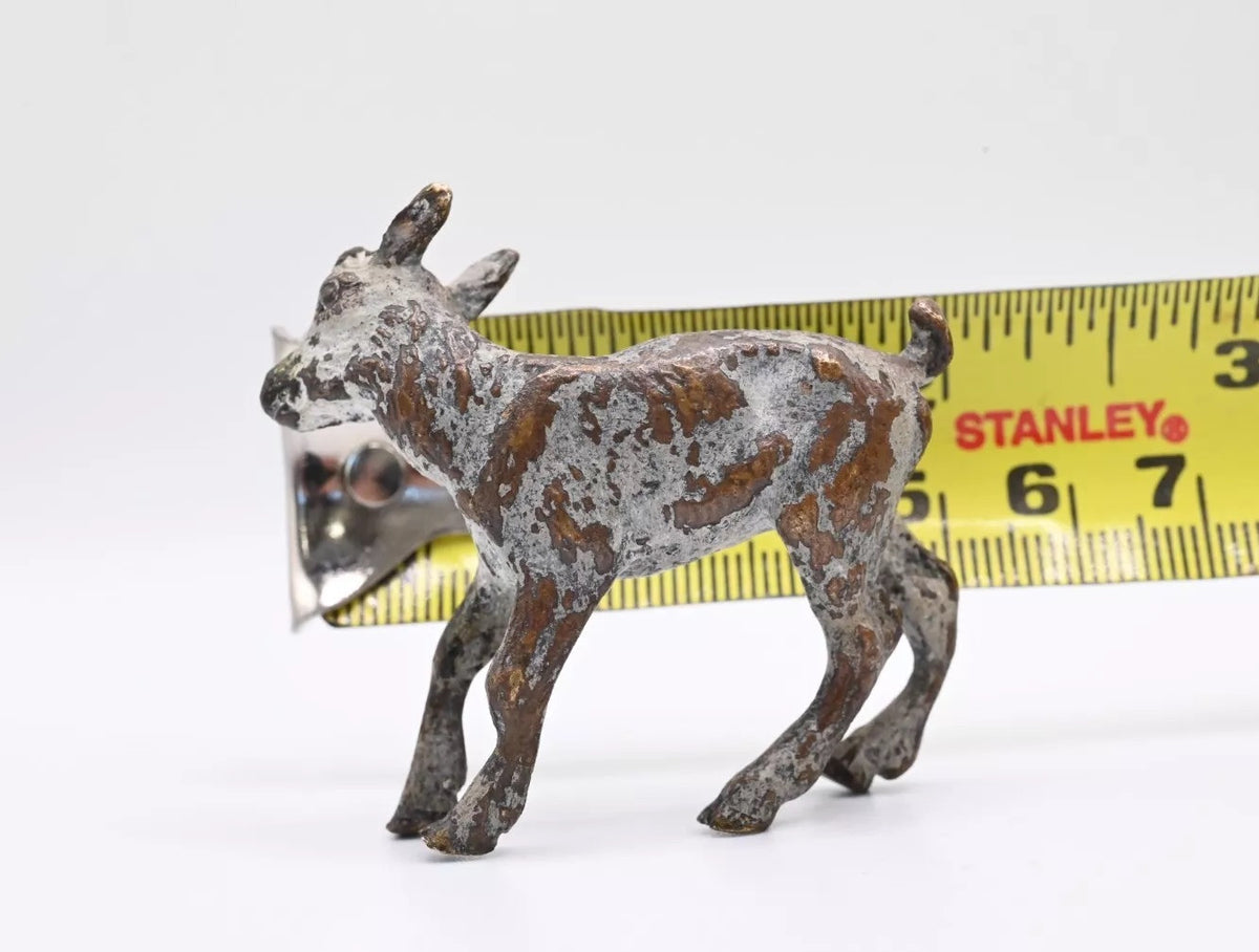 Small Antique Austrian Vienna Cold Painted Bronze Figure of Kid Goat6