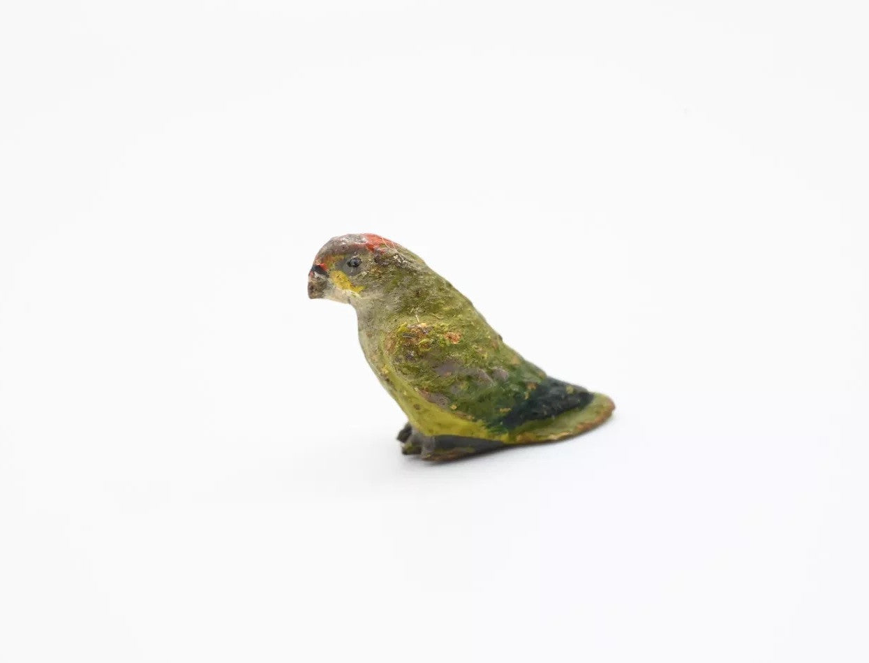 Original Miniature Antique Austrian Vienna Cold Painted Bronze of Green Parrot2