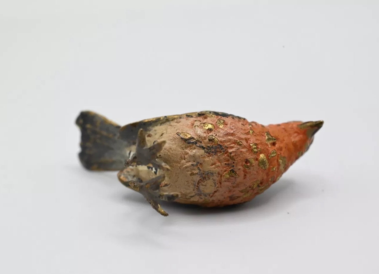 Lovely 1900s Antique Austrian Vienna Cold Painted Bronze European Robin4