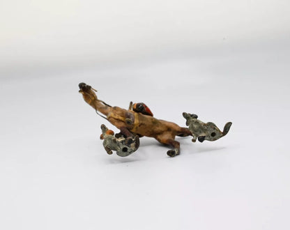 Rare Antique 1900s Austrian Vienna Cold Painted Bronze Fox Hunt Figural Group6