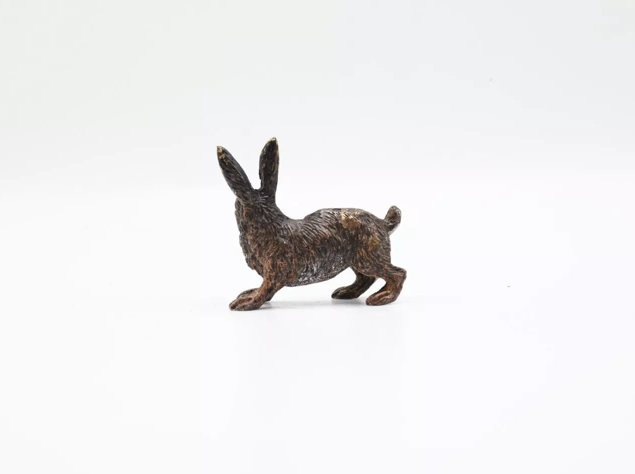 Realistic Small Antique Austrian Vienna Cold Painted Bronze Rabbit3
