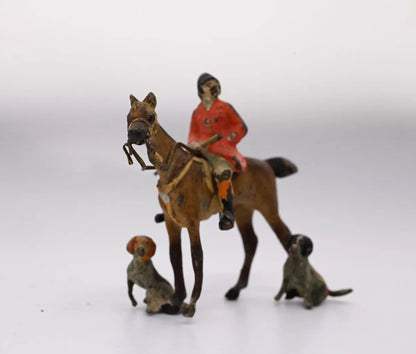 Rare Antique 1900s Austrian Vienna Cold Painted Bronze Fox Hunt Figural Group0