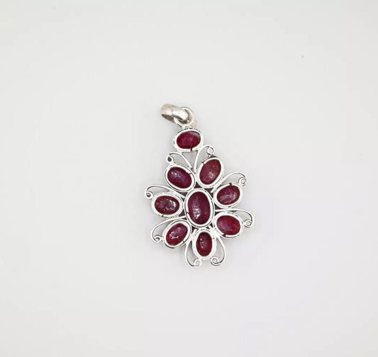 Wonderful Vintage Sterling Silver Pendant With Corundum Ruby Gemstones1