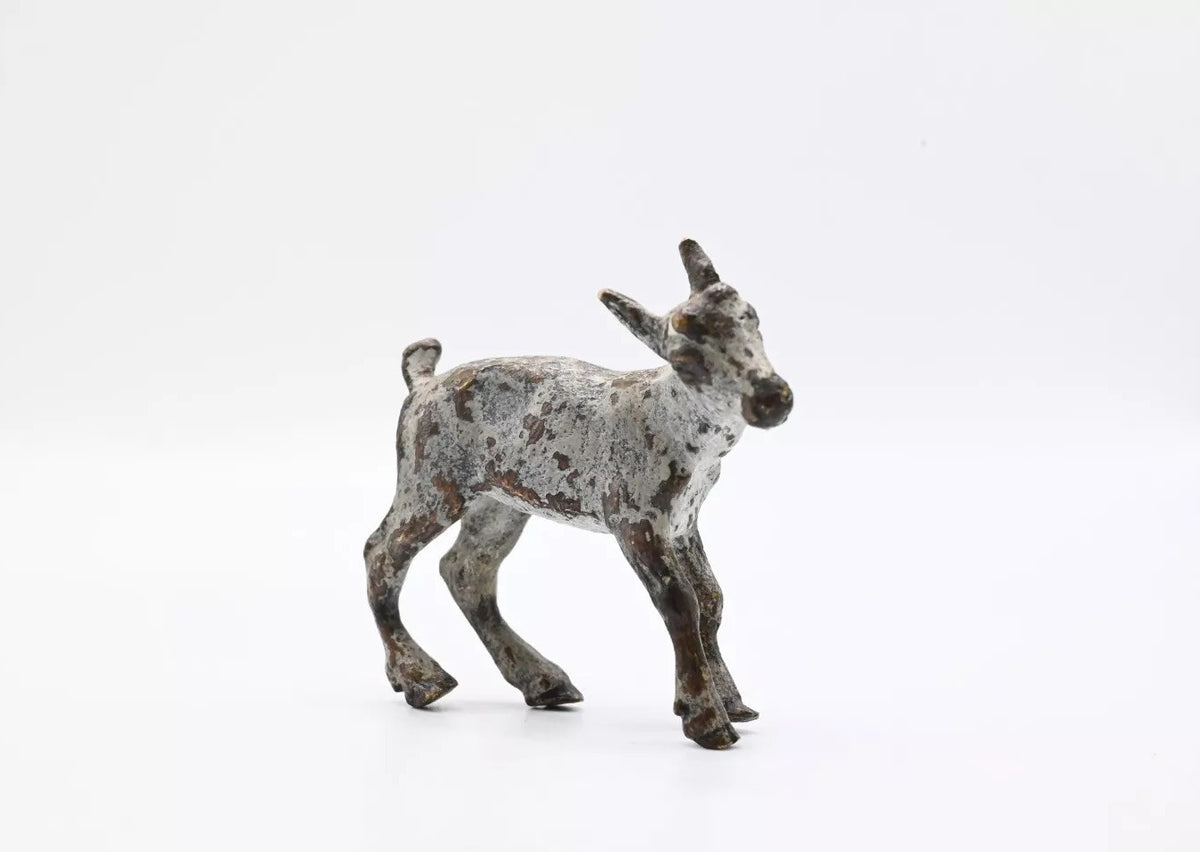 Small Antique Austrian Vienna Cold Painted Bronze Figure of Kid Goat5