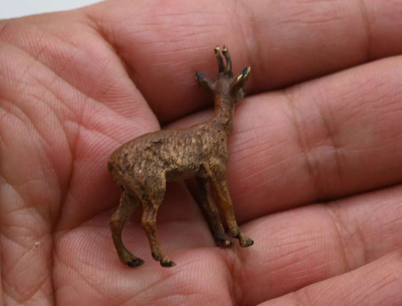 Realistic Antique Austrian Vienna Cold Painted Bronze Figure of Female Deer7