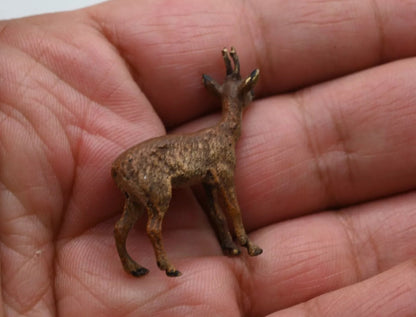 Realistic Antique Austrian Vienna Cold Painted Bronze Figure of Female Deer7