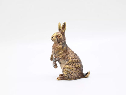 Original Realistic Antique Austrian Vienna Cold Painted Bronze of Rabbit0