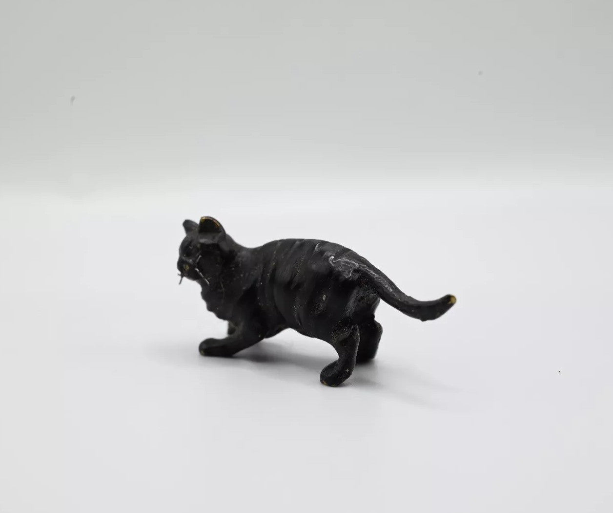 Unique Antique Austrian Vienna Cold Painted Bronze Figure of Black Cat2