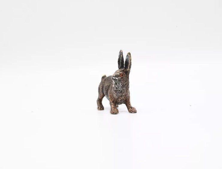 Realistic Small Antique Austrian Vienna Cold Painted Bronze Rabbit0