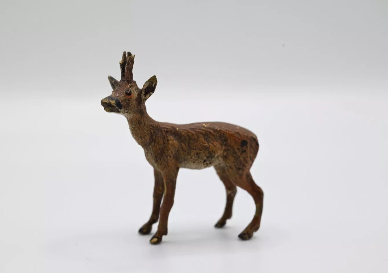 Realistic Antique Austrian Vienna Cold Painted Bronze Figure of Female Deer5