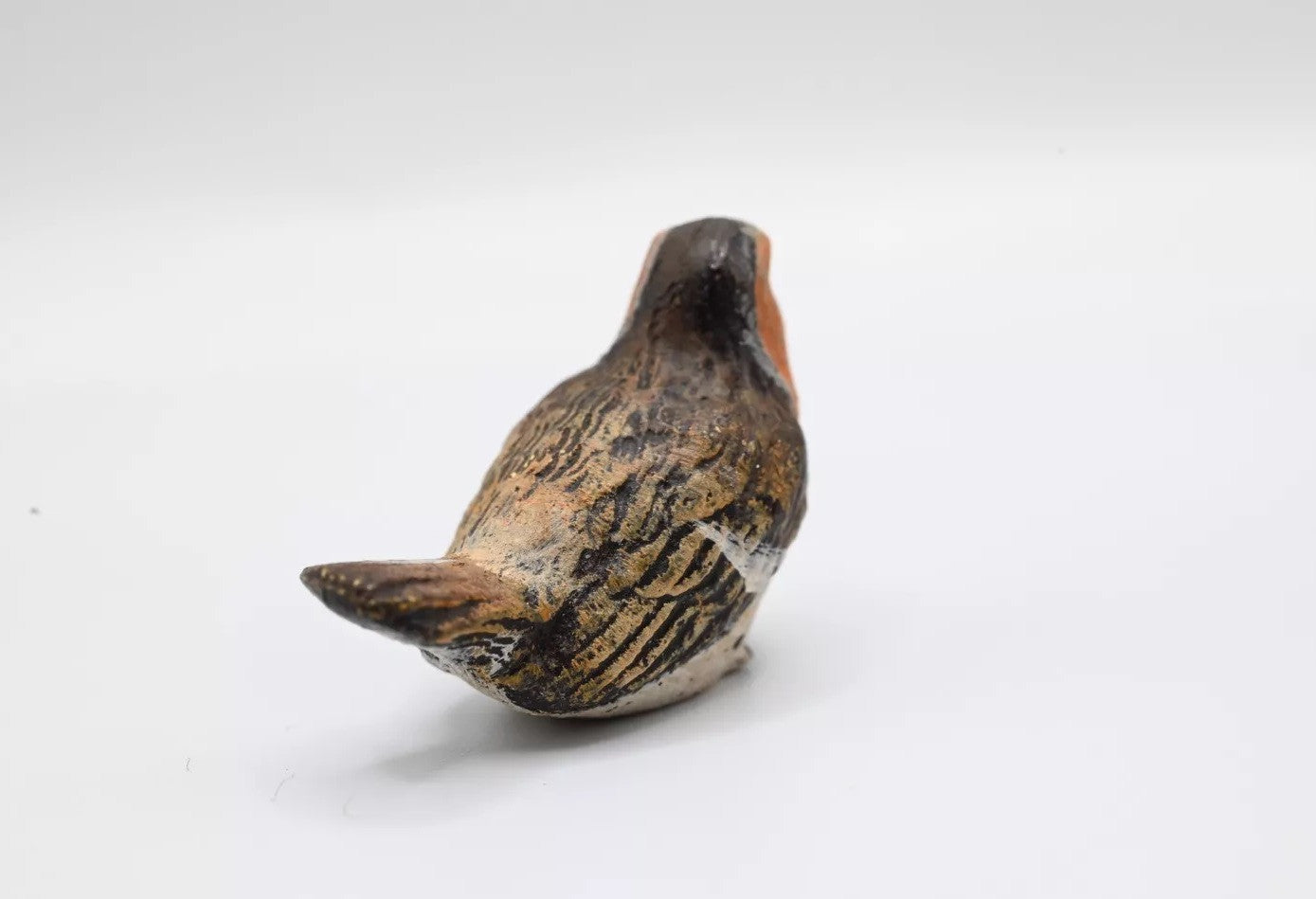 1900s Antique Austrian Vienna Cold Painted Bronze Figure of European Robin2