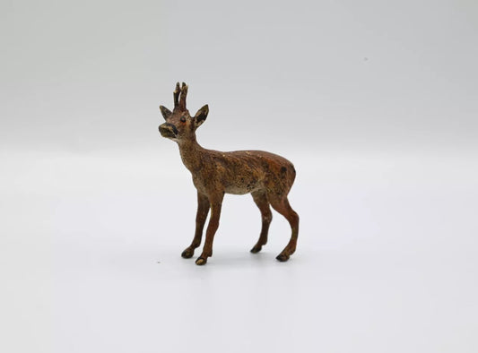Realistic Antique Austrian Vienna Cold Painted Bronze Figure of Female Deer0