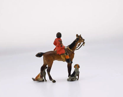 Rare Antique 1900s Austrian Vienna Cold Painted Bronze Fox Hunt Figural Group3