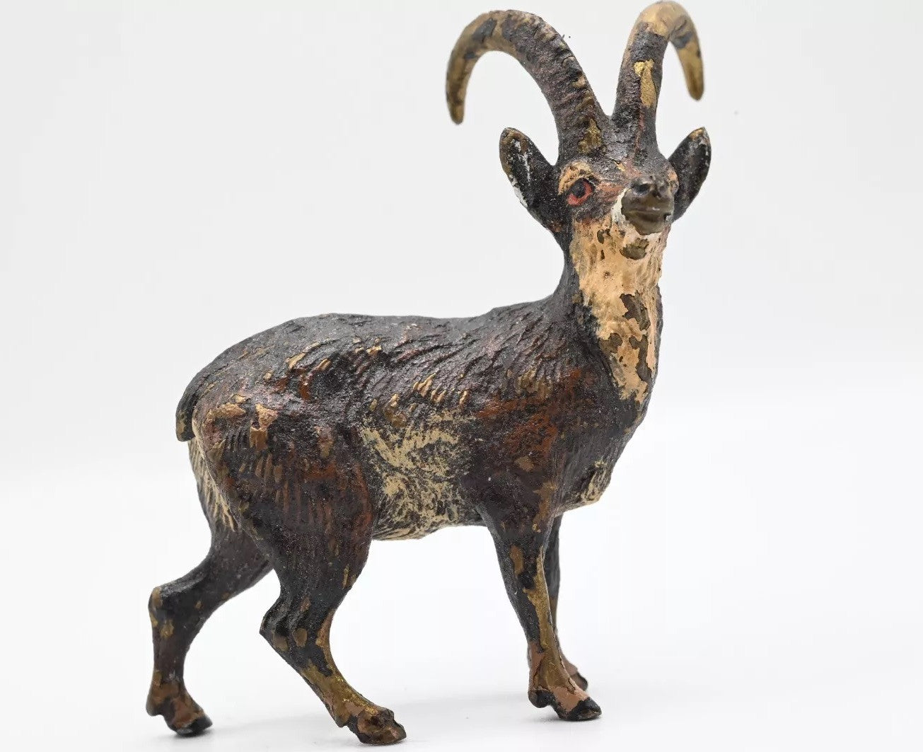 Awesome Antique Austrian Vienna Cold Painted Bronze of Mountain Goat0