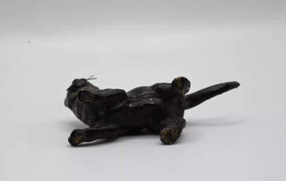 Unique Antique Austrian Vienna Cold Painted Bronze Figure of Black Cat8
