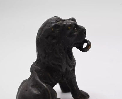 Antique Austrian Vienna Style Cold Painted Bronze Figure of Black Lion0