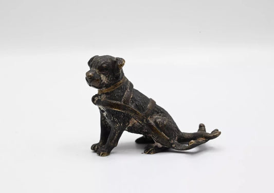 Rare Antique Austrian Vienna Cold Painted Bronze Rottweiler Wt Dog Cart Harness1
