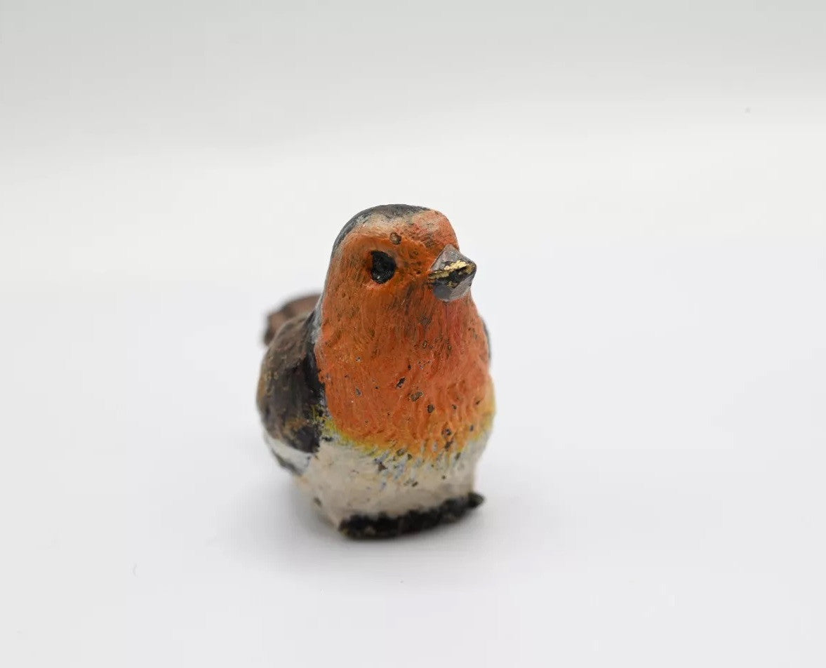 1900s Antique Austrian Vienna Cold Painted Bronze Figure of European Robin4