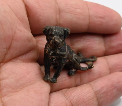 Rare Antique Austrian Vienna Cold Painted Bronze Rottweiler Wt Dog Cart Harness12